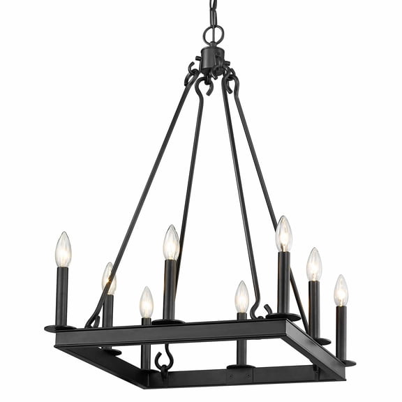 Z-Lite Barclay 8 Light 20" Square Steel Chandelier in Matte Black