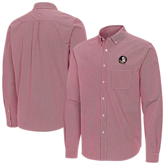 Men's Antigua Garnet Florida State Seminoles Porter Woven Tri-Blend Long Sleeve Button-Down Shirt