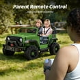 thumbnail image 5 of Outfunny 24V Electric Ride on Car for Big Kids, 4WD 2 Seater Ride on Toy Truck w/Remote, Bluetooth, 4x200W Motors - Green, 5 of 10