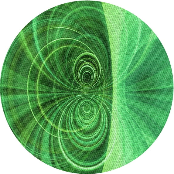 Ahgly Company Indoor Round Patterned Green Area Rugs, 6' Round