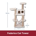 thumbnail image 5 of TRIXIE Federico Plush & Sisal 4-Level 56" Cat Tree Scratching Posts Condo Hammock Greige, 5 of 7