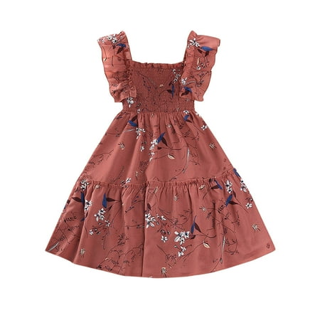 

Girl S Casual Dress Summer Scoop Neck Sleeveless Flowy Print Plain Sundress
