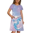 thumbnail image 3 of Uourmeti Axolotl Dresses for Girls 5-6 Summer Crewneck Short Sleeve Swing Dress Lightweight Soft Wedding Party Dresses with Pockets, 3 of 6