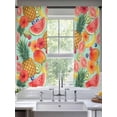 thumbnail image 2 of Summer Fruit Sheer Curtains 2 Panels Set Watercolor Watermelon Banana Pineapple Red Flowers Sheer Window Curtains Light Filtering Rod Pocket Voile Drapes for Bedroom Living Room 52"X72", 2 of 9