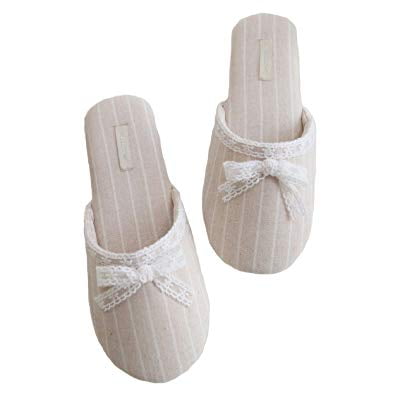 

Women s Memory Foam Lace Trimmed Bow Slippers 5-7
