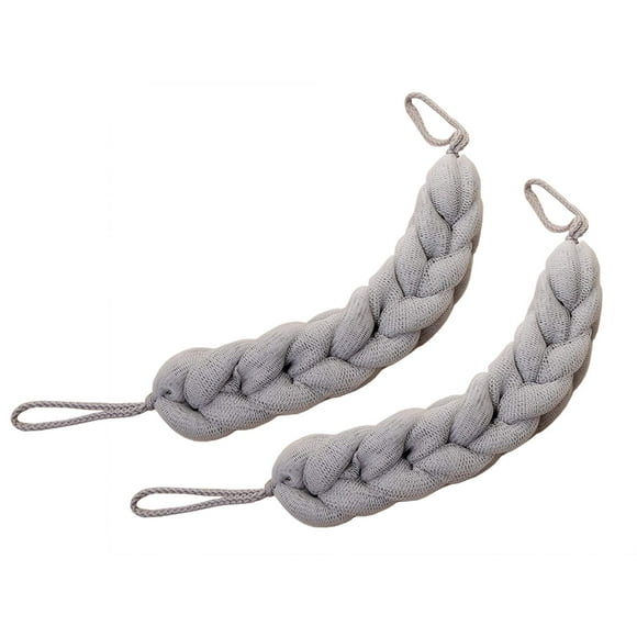 Aarainbow 2 Paquetes De Esponja Larga Elástica Para Espalda Con Asas De Cuerda, Esponja De Malla Para Ducha De Baño, Exfoliante Corporal, Esponja Trenzada Elástica Para Hombres Y Mujeres (2 Grises)