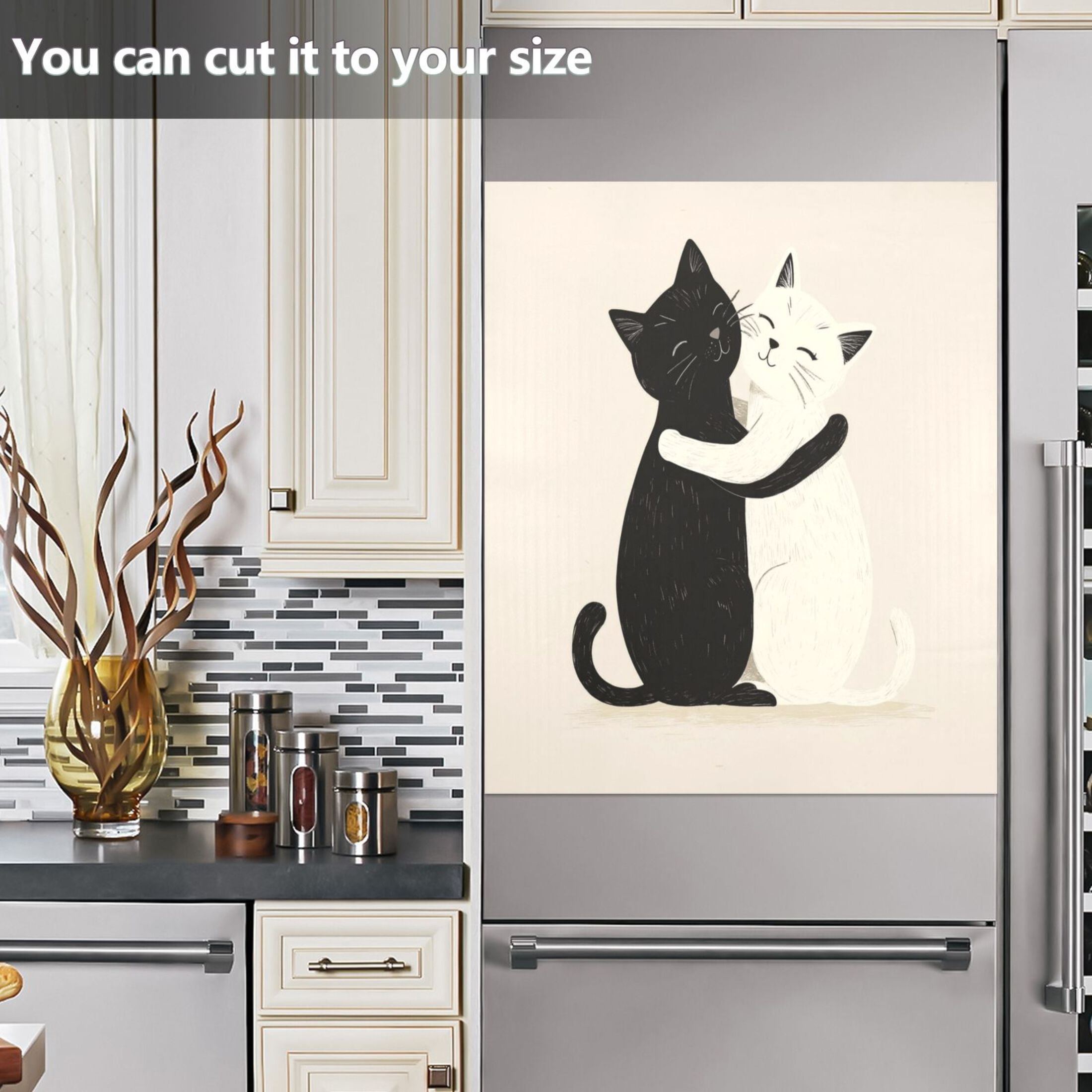 Dishwasher Magnetic Sticker 23x26 Inch Refrigerator Magnetic Sticker Washing Machine Magnetic Sticker Kitchen Panel Magnetic Sticker Home Decor Black Cat and White Cat