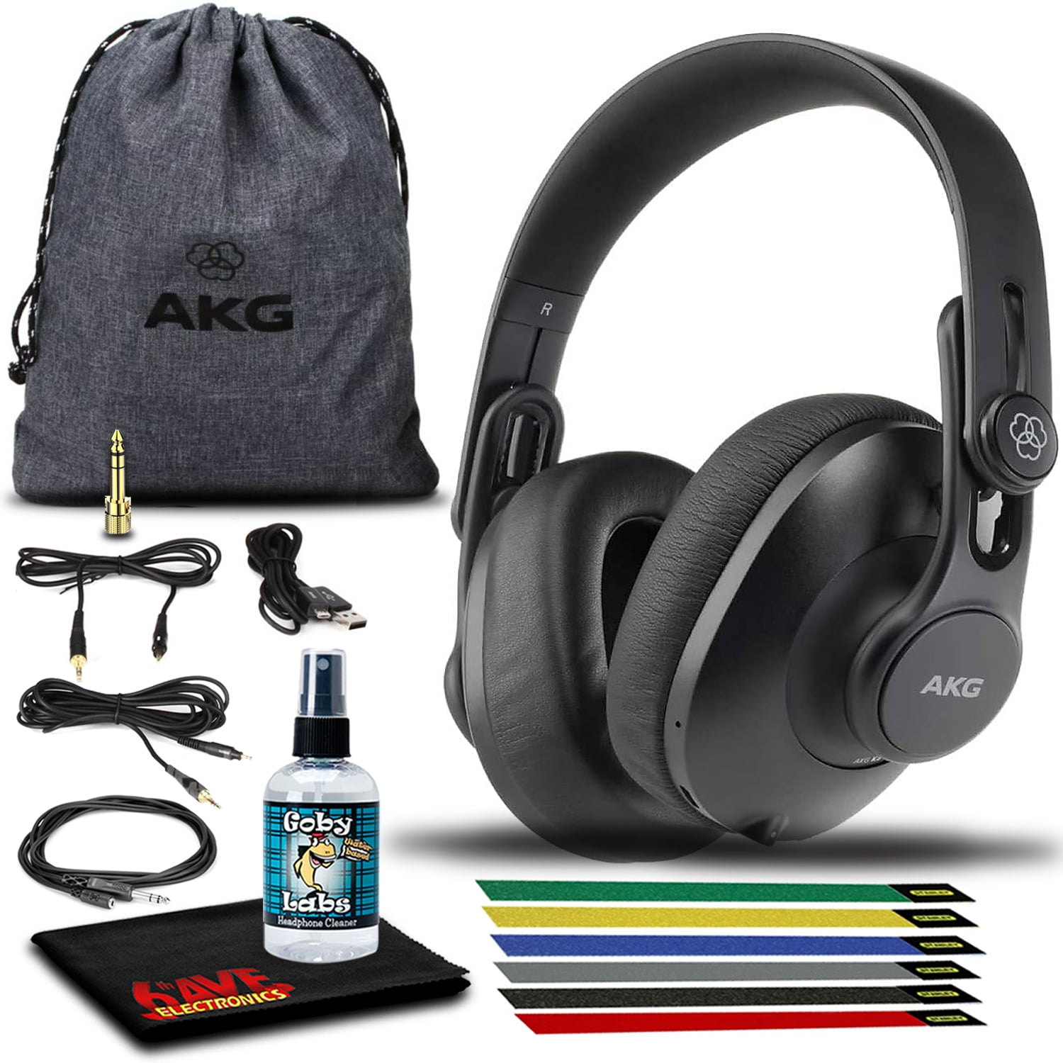 AKG K361BT Bluetooth Headphone with Cables, Pouch, Cable Ties, and Cleaning  Kit - Walmart.com