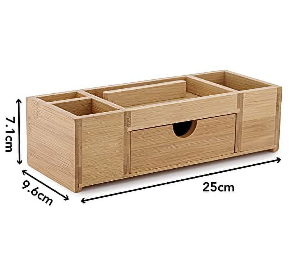 TROEX Wood with Drawers Storage Compartments Pen Phone Desktop Organizer and Pencil Holder Type
