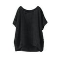 thumbnail image 2 of Fanxing Cotton Linen Tops for Women Loose Fit Beach Casual Work Tops 2025 Summer Short Sleeve Blouse S-2XL, 2 of 5