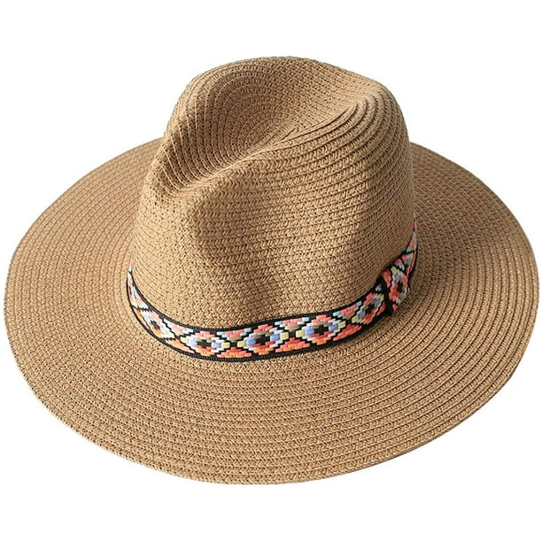 Unisex Straw Fedora Hat, Sun Hat, Beach Hat for Summer 