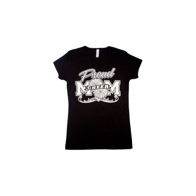 T-Shirt à Manches Courtes pour Femmes « Proud Cheer Mom » - Noir - 2X-grand