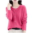thumbnail image 3 of Sweaters for Women Cardigan Casual Crew Neck Long Sleeve Tops Solid Color Button-Up Fashionable Classic-Fit Sweater, 3 of 6