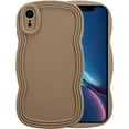 thumbnail image 2 of for iPhone XR Case 6.1 Inch Curly Wave Frame Phone Case Cute Design Color Aesthetic Phone Case Soft TPU Shockproof Protective Bumper Case Cover for Girls, Khaki, 2 of 12