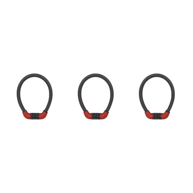 Transemion Bike Lock Universal Anti-theft Safety Locks Combination Code Padlock Cycling Electric Vehicle Equipment Accessories Long/Red 3PCS