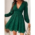 thumbnail image 2 of Vestido de mujer, vestido de encaje, escote en V, botones, manga larga, vestidos casuales, 2 of 5