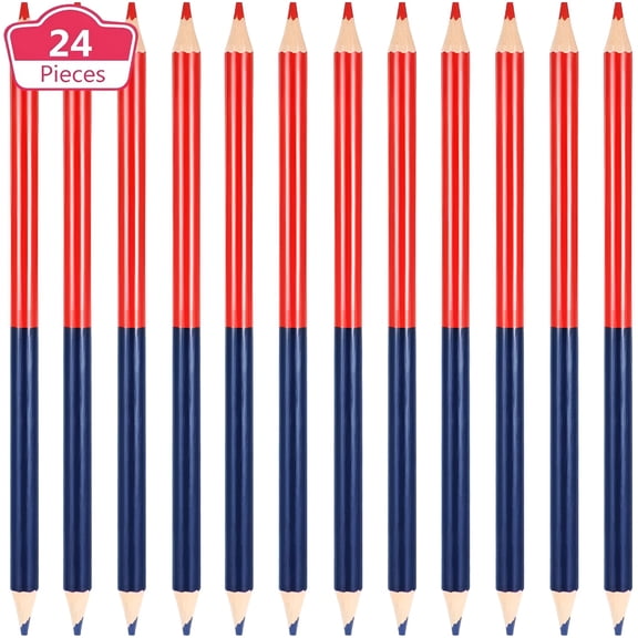 CCOCC 24 Pack Checking Pencils Red and Blue Erasable Pencils Pre-Sharpened for Checking Map Coloring Tests Grading