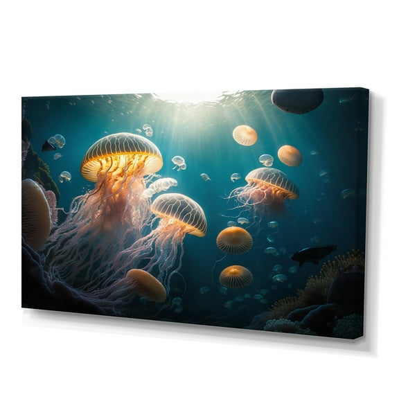 Designart Jellyfish In The Ocean II Canvas Wall Art