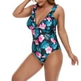 thumbnail image 3 of One Piece Swimsuit for Women Plus Size One-Piece Show Printing Wire Free With Pad Flowers Set, 3 of 7