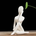 thumbnail image 2 of Estatuas de Yoga Soledad Cerámica Blanca Escultura Creativa Femenina Decoración de Oficina, 2 of 8
