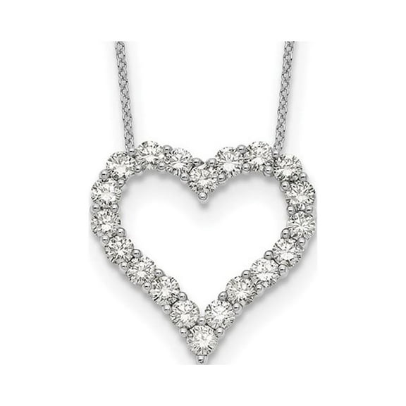 2.00 Carat (Ctw VS1-VS2, E-F) Lab-Grown Diamond Heart Pendant Necklace in 14K White Gold with Chain