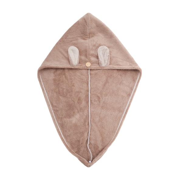 Unique Bargains 1pc Rabbit Ears-Shaped Hair Towel 26.38"x 10.24" Light Brown