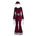 thumbnail image 2 of Christmas Elf Outfits Set Party Clothes Ladies Red Long Sleeve Jumpsuits RD2 XL, 2 of 5