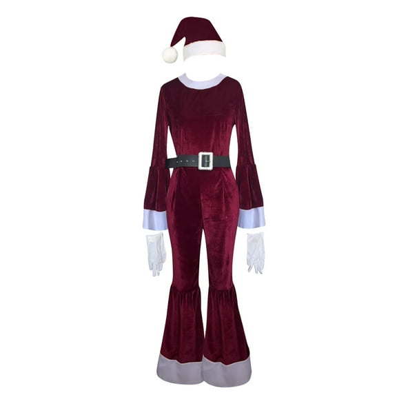Christmas clothes Christmas decorations Christmas Ladies Red Long Sleeve Jumpsuits santa suit