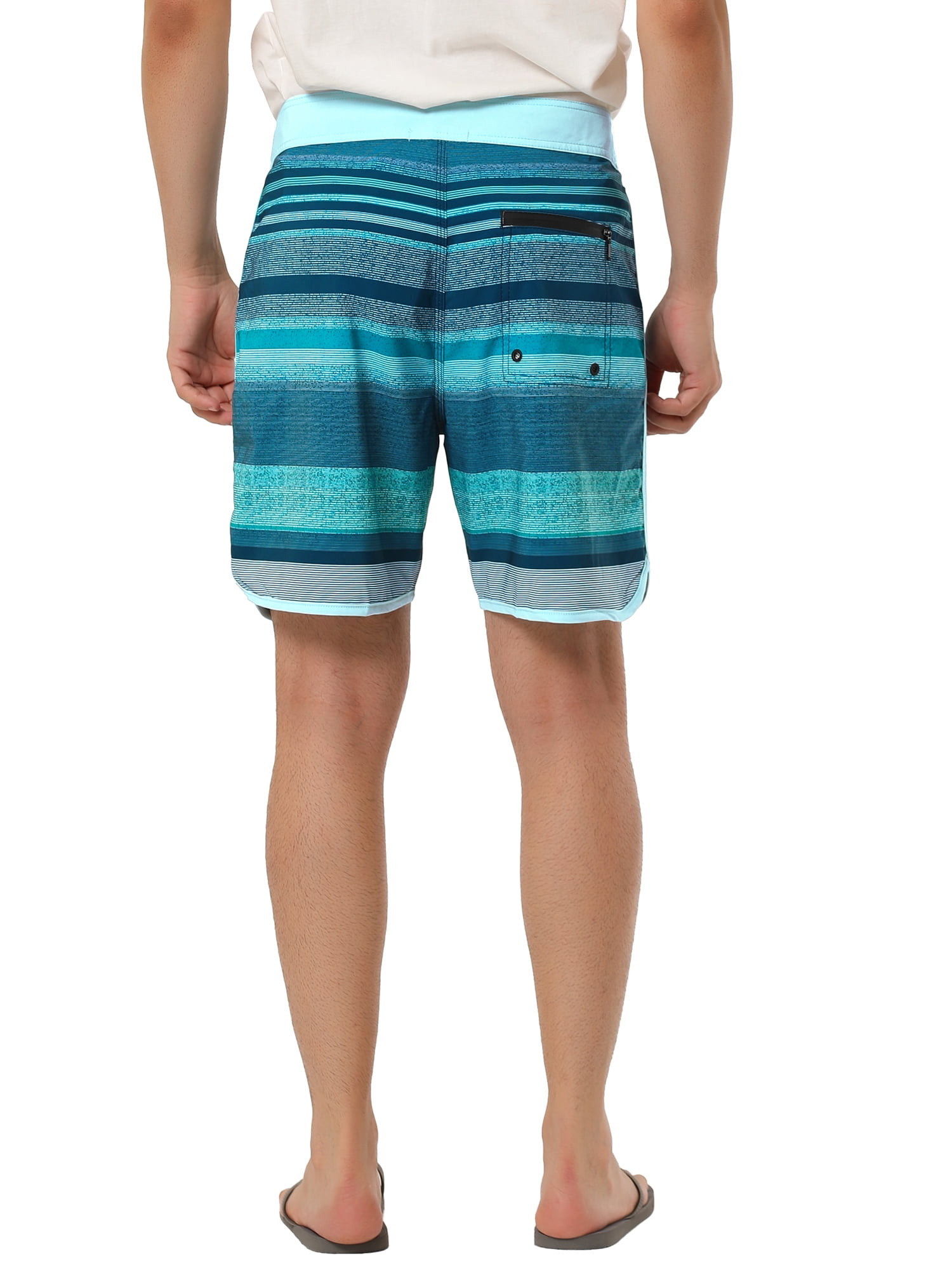 Unique Bargains Men's Swim Shorts Drawstring Waist Summer Board Shorts 36 Blue Grey