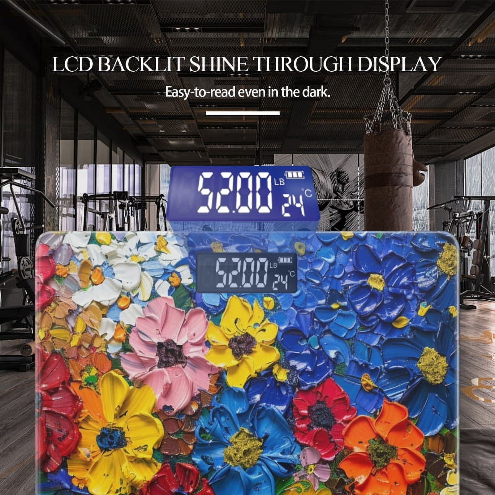 High Precision Body Weight Scale Smart Bathroom Scales with Large LCD Display(400lbs),Decorative for Bedroom-Vibrant Painting Of Wildflowers Each Flower With Own Unique Color