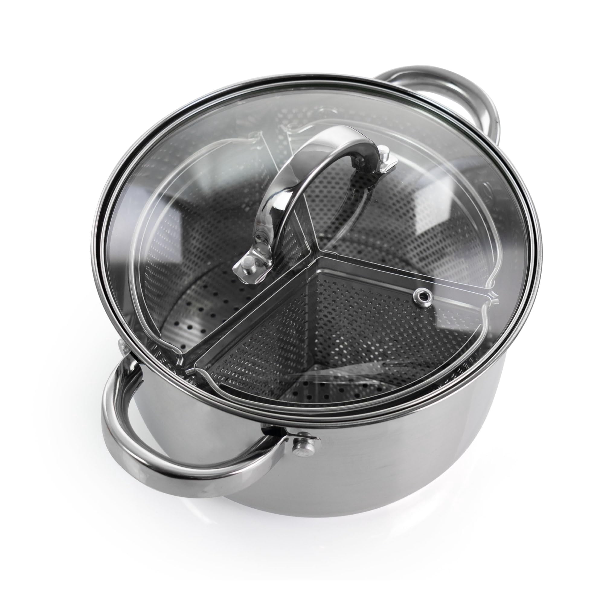 Oster Sangerfield 5 Piece 4 Quart Stainless Steel Dutch Oven with Lid and 3-Section Dividers