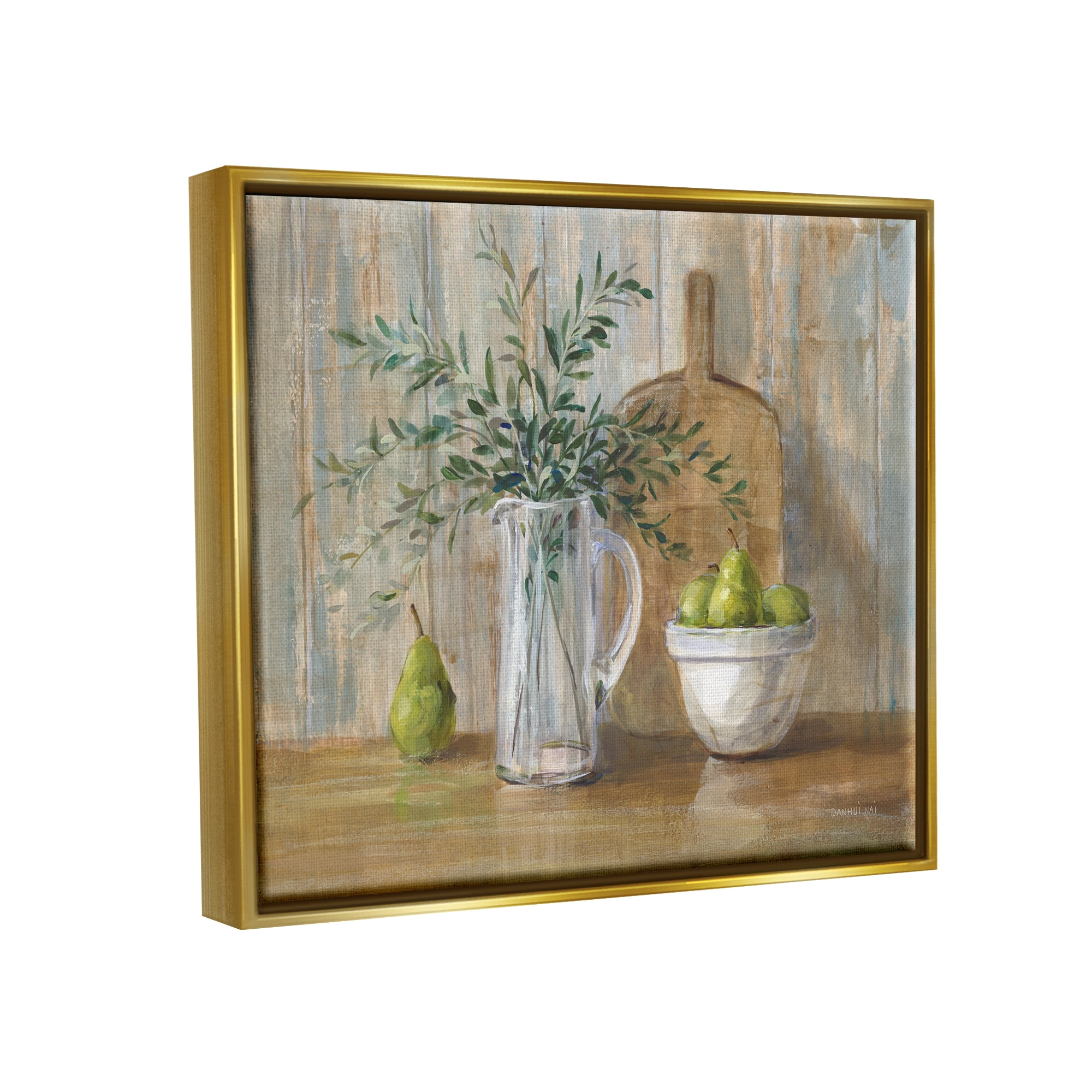 Stupell Industries Rustic Pears Still Life Food & Beverage Painting Gold Floater Framed Art Print Wall Art, 21 x 17