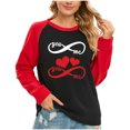 thumbnail image 1 of VALMASS Chandails Surdimensionnés de la Saint-Valentin pour Femmes Manches Raglan Col Rond Hauts Décontractés Amples Imprimés Blouses (L, Noir-C), 1 of 5