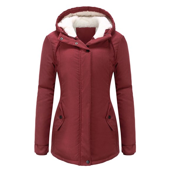 Manteau Doudoune Épais pour Femmes Manteau d'Hiver à Manches Longues Parka en Molleton Duveteux Manteau Décontracté à Capuche Pardessus avec Poches