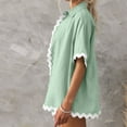 thumbnail image 3 of Womens Summer 2 Piece Matching Set Vacation Outfits Cruise Beach Summer Short Sleeve Oversized Shirts And Shorts Sets, 3 of 7