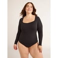 thumbnail image 6 of Joyspun Women's Seamless Slimming Square Neck Bodysuit with Long-Sleeves, 2-Pack, Sizes S-XXXL, 6 of 13