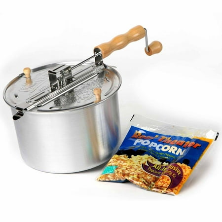 

Wabash Valley Farms Original Whirley-Pop Stovetop Popcorn Popper and Real Theater Popping Kit Silver