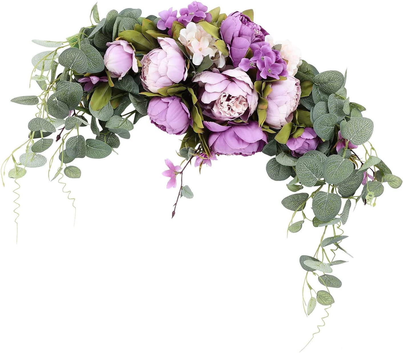 HAOSHICS Artificial Floral Peony Swag Fake Silk Flowers Swag Colorful Mixed Spring Floral Swag with Rose for Wedding Arch Table Centrepiece Hanging Home Mirror Wall Decor (Rose Red)