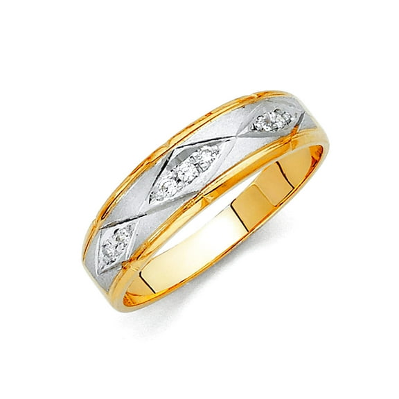 14k Yellow Gold Cubic Zirconia Wedding Band For Men Ring Size 10 Wedding Band - 3.3 Grams