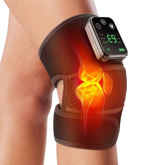 Pastsky Knee Massager with 3 Heat Levels& Vibrations, 3-in-1 Knee Heating Pad, Cordless Heated Knee Brace for Women Men