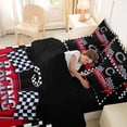 thumbnail image 5 of Catabedysis Race Car Alphabet Print 7pcs Queen Bedding,Plaid Letter C Design Bedding Comforter Set Queen,Black Reversible For Boys, 5 of 7