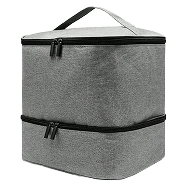 Estuche organizador de esmalte de uñas, caja de almacenamiento portátil con asa para manualidades, organizador de almacenamiento de suministros cosmét Gris