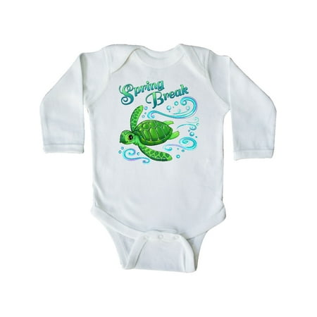 

Inktastic Spring Break- cute sea turtle Gift Baby Boy or Baby Girl Long Sleeve Bodysuit