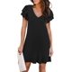 thumbnail image 1 of Vestidos casuales de mujer con volantes, manga corta, cuello en V, vestido de cóctel de verano con bolsillo, 1 of 5