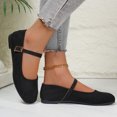 thumbnail image 5 of FRSASU Flats for Women Dressy Square Toe Ankle Strap Mary Jane Shoes Casual Slip On Flats Comfortable Ballet Black, 5 of 7