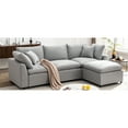 thumbnail image 3 of Ustyle Feather Cushion Sectional - Convertible, Reversible Chaise, Modular, Zipper Closure, Sloped Armrest, Gray Feather-filled Upholstery, 3 of 5