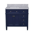 thumbnail image 3 of Hailey 36" Bathroom Vanity with Royal Blue Cabinet and Carrara Marble Top, 3 of 6