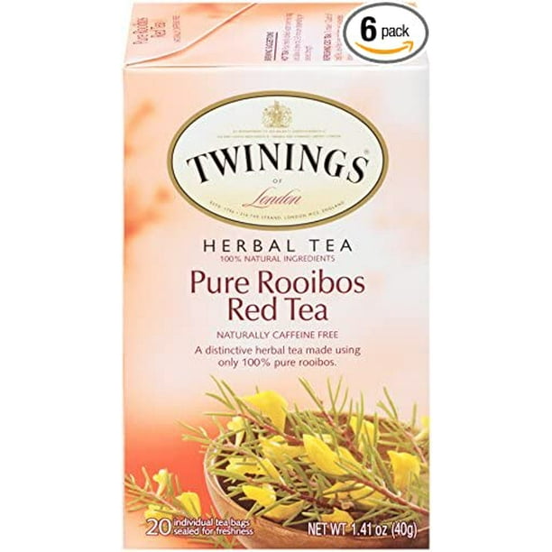 Twinings of London Pure Rooibos Herbal Red Tea Bags, 20 Count (Pack of