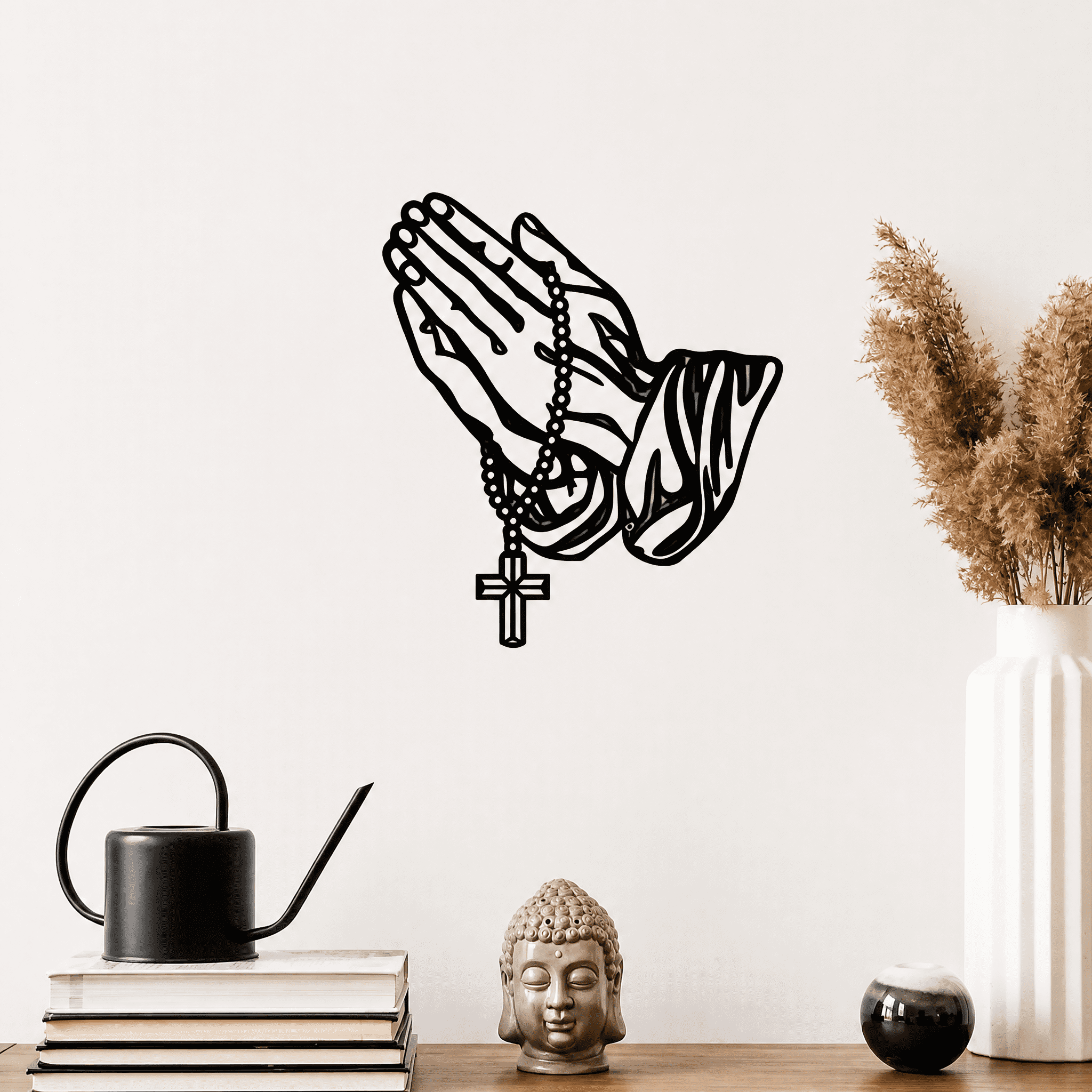 Gothic Black Metal Cross Wall Art, Prayer Faith Decor for Bedroom, Living Room, Office, Bathroom & Kitchen - Halloween Home Decor, Housewarming Gift