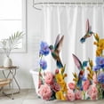 thumbnail image 6 of Hummingbirds Shower Curtain Set - 72" x 78" Washable Bathtub Curtain with 12 Hooks, Spring Summer Watercolor Flowers Plant Waterproof Fabric Stall Shower Curtains for Bathroom/Bathtub Décor, 6 of 6